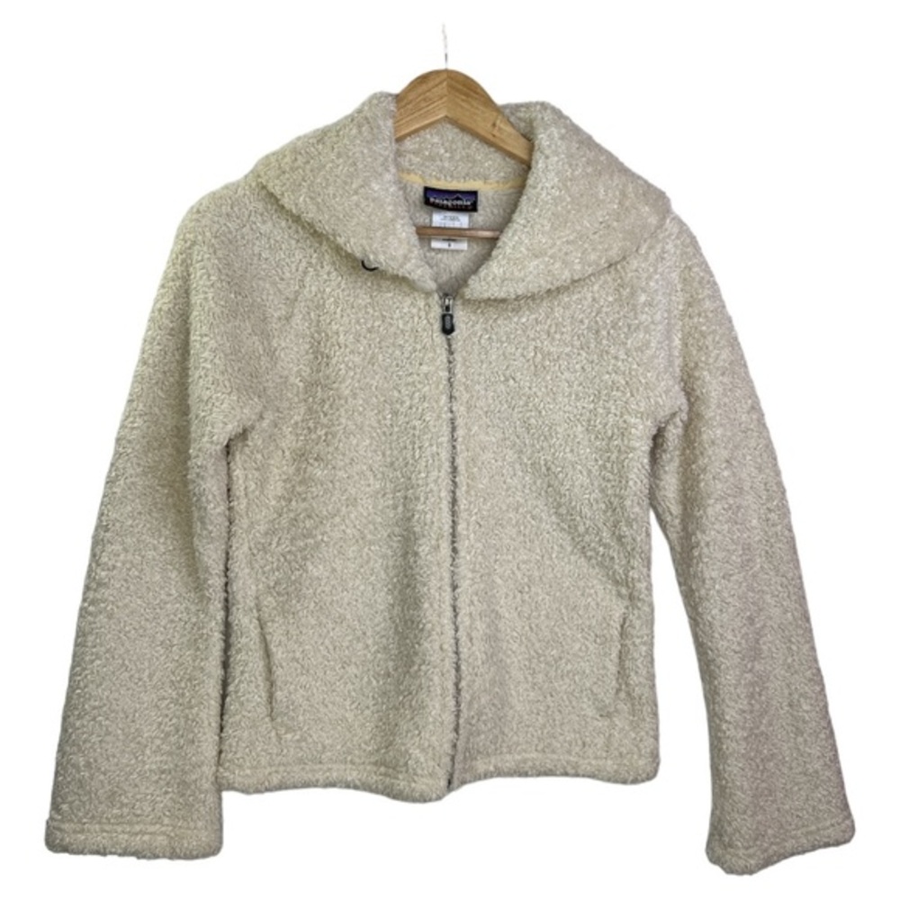 PATAGONIA WOMEN’S CARDIGAN JACKET IVORY SYNCHILLA CURLY Q DEEP PILE SZ S
